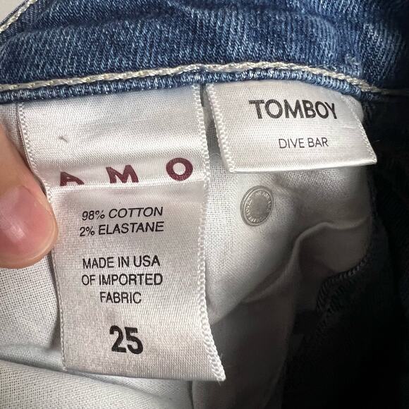 AMO Tomboy Boyfriend Denim Blue Jeans in Dive Bar Size 25 - Picture 8 of 9